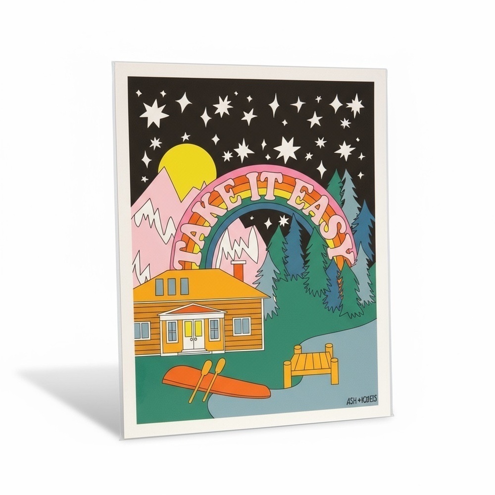 ASH + CHESS 'Take It Easy' Art Print Rainbow Queer Camping Night Sky wall decor